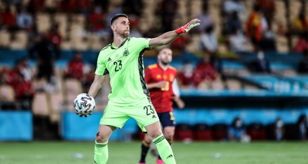 Unai Simon, le gardien de l'Espagne lors de la finale de la ligue des nations 2023.