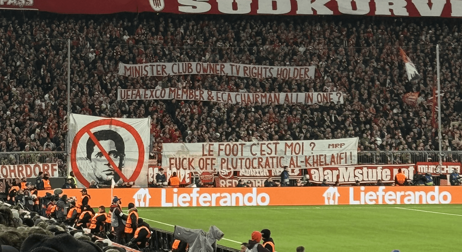 Banderole anti-Nasser Al Khelaifi à Munich